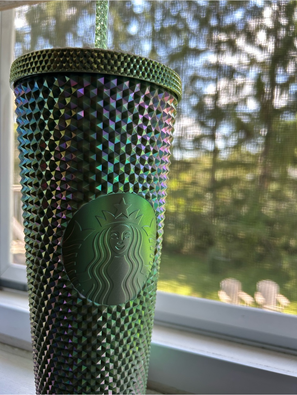 STARBUCKS ✨Rare✨ Green Iridescent Studded Tumbler